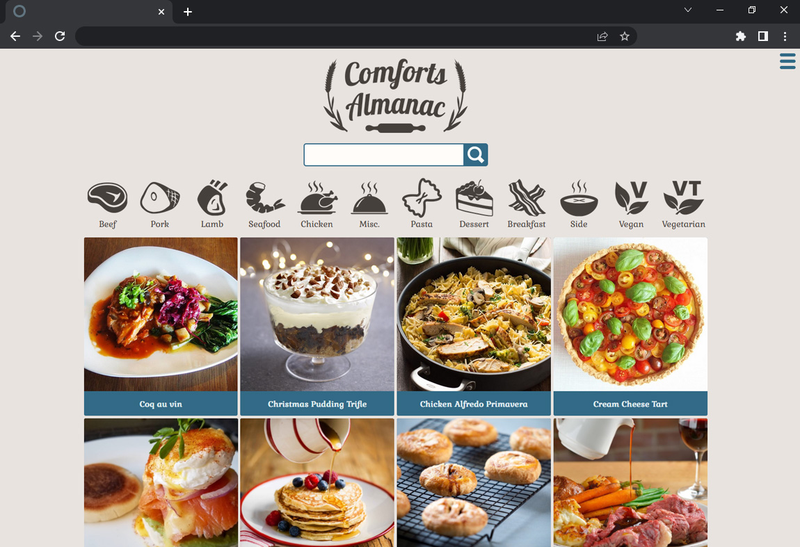 recipe website desktop